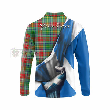 Muirhead Tartan Long Sleeve Polo Shirt with Family Crest Scotland Patriotic Style