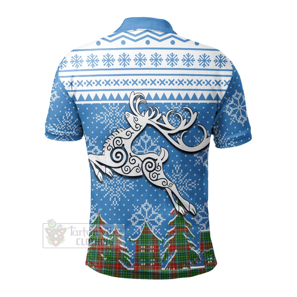 Tartan Vibes Clothing Muirhead Clan Christmas Polo Shirt Celtic Reindeer Style