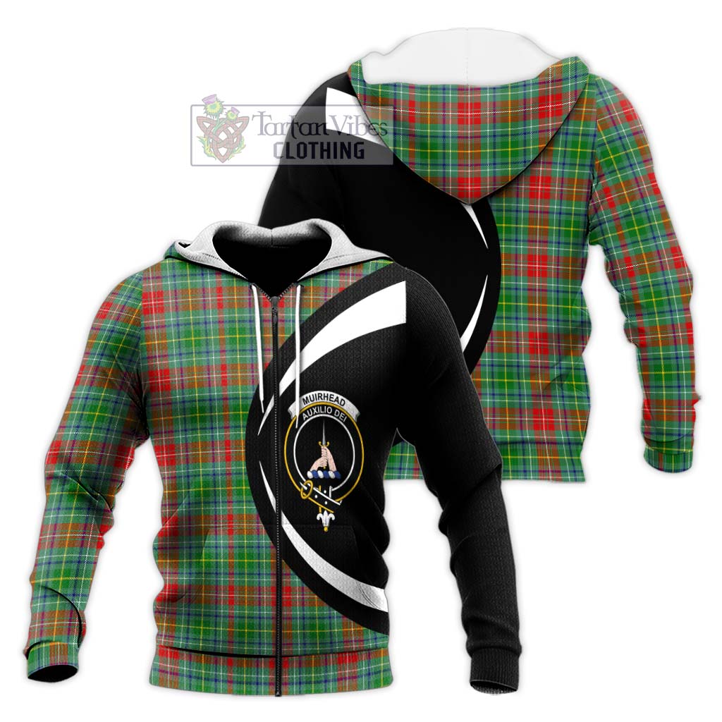 Muirhead Tartan Knitted Hoodie with Family Crest Circle Style Unisex Knitted Zip Hoodie - Tartan Vibes Clothing