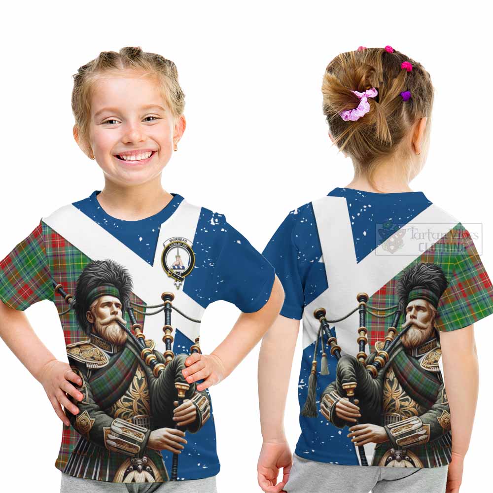 Tartan Vibes Clothing Muirhead Tartan Kid T-Shirt with Family Crest Scottish Bagpiper Vibes