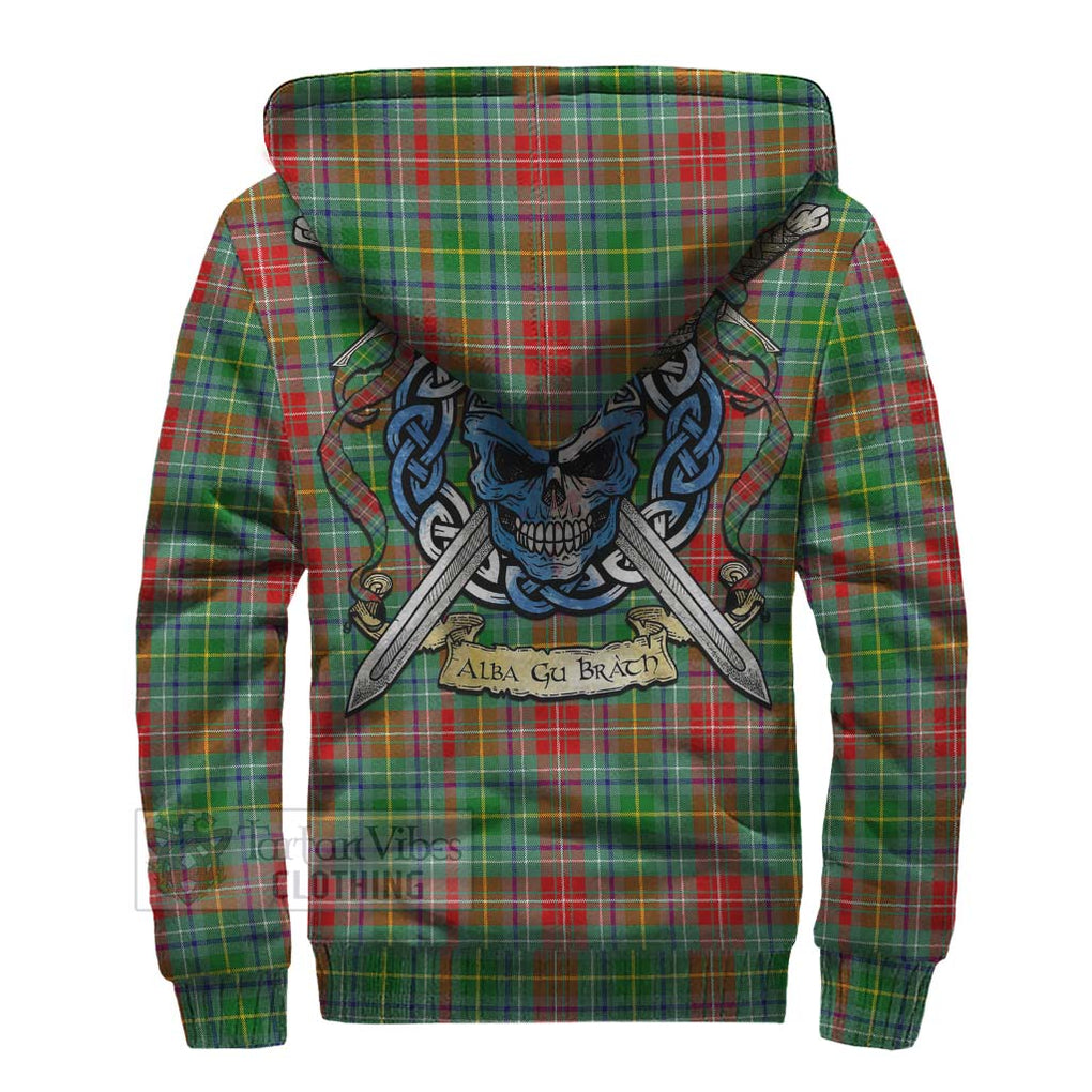 Tartan Vibes Clothing Muirhead Tartan Sherpa Hoodie with Family Crest Celtic Skull Style