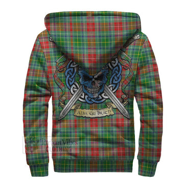 Muirhead Tartan Sherpa Hoodie with Family Crest Celtic Skull Style