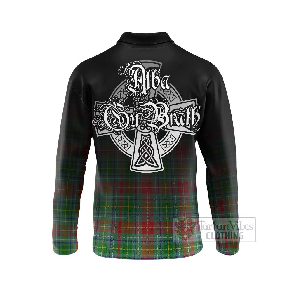 Tartan Vibes Clothing Muirhead Tartan Long Sleeve Polo Shirt Featuring Alba Gu Brath Family Crest Celtic Inspired