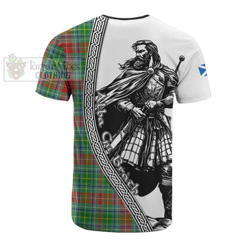 Muirhead Tartan Clan Crest Cotton T-shirt with Highlander Warrior Celtic Style