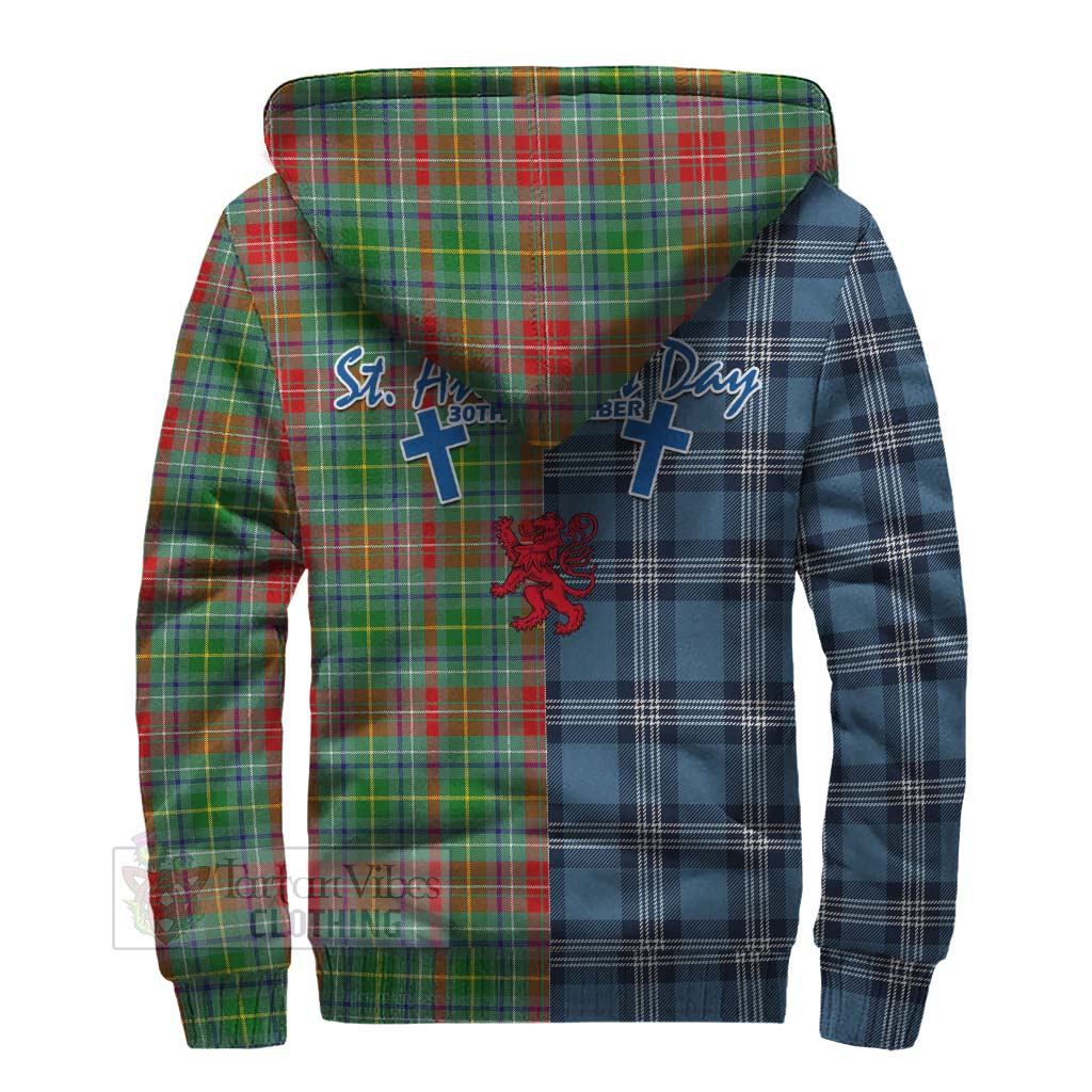 Tartan Vibes Clothing Muirhead Tartan Sherpa Hoodie Happy St. Andrew's Day Half Tartan Style