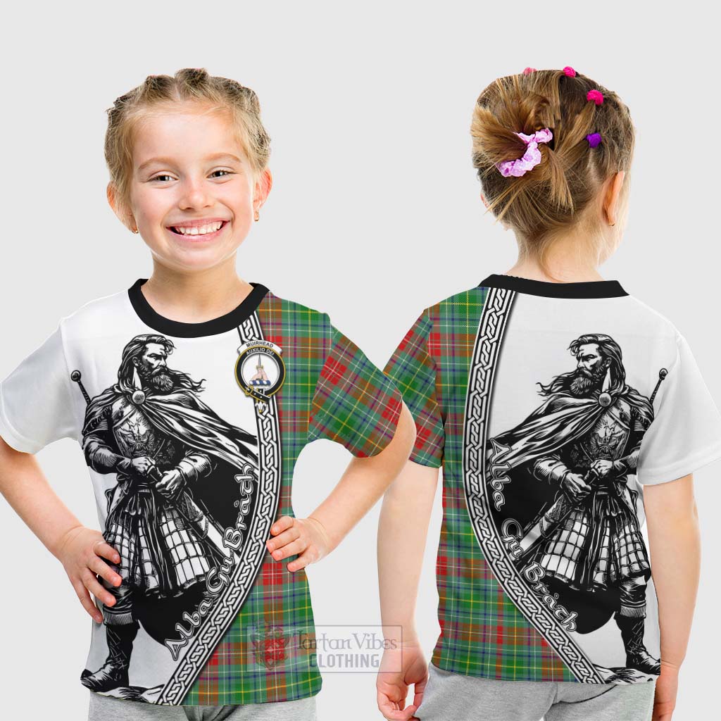 Tartan Vibes Clothing Muirhead Tartan Clan Crest Kid T-Shirt with Highlander Warrior Celtic Style