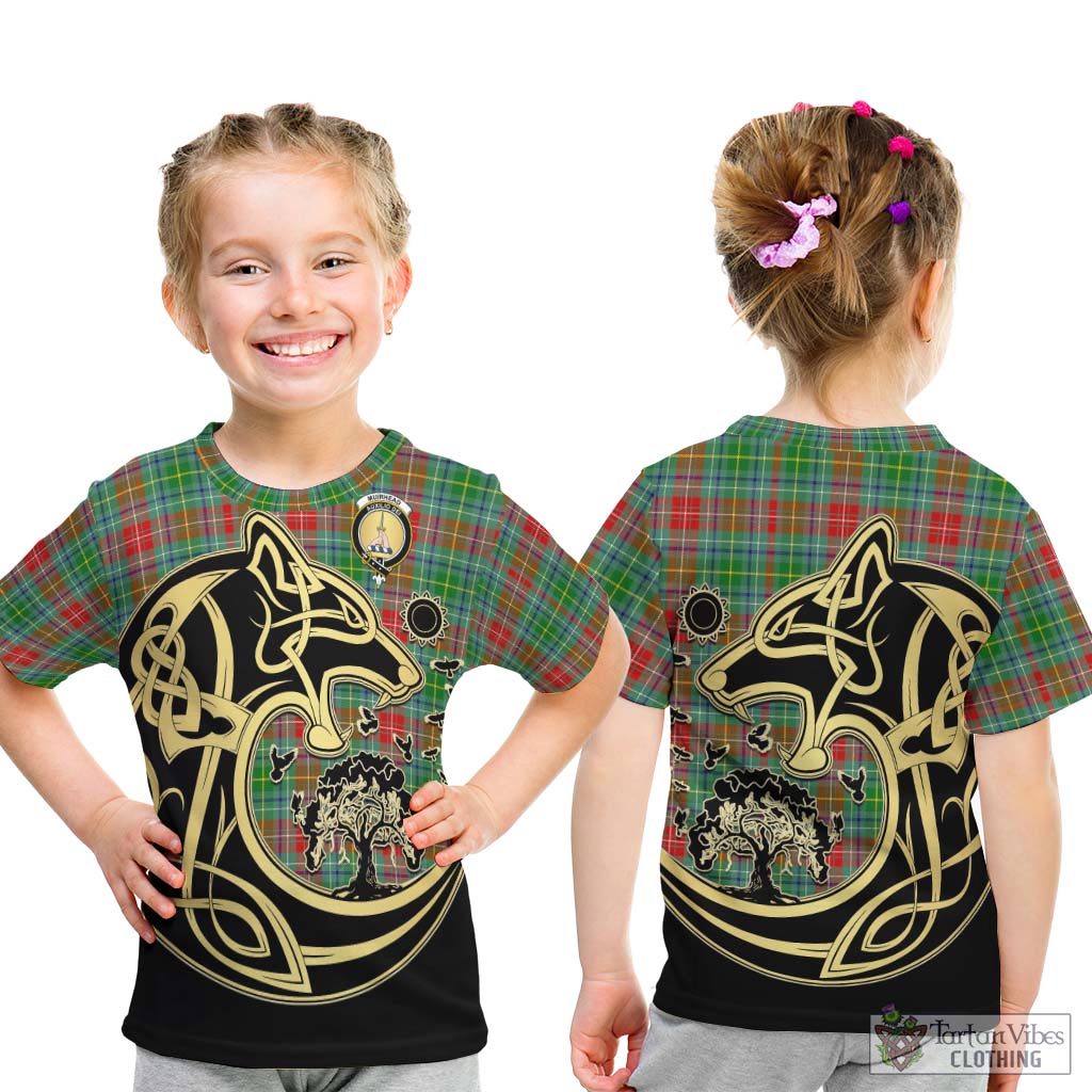 Tartan Vibes Clothing Muirhead Tartan Kid T-Shirt with Family Crest Celtic Wolf Style