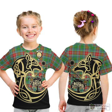 Muirhead Tartan Kid T-Shirt with Family Crest Celtic Wolf Style