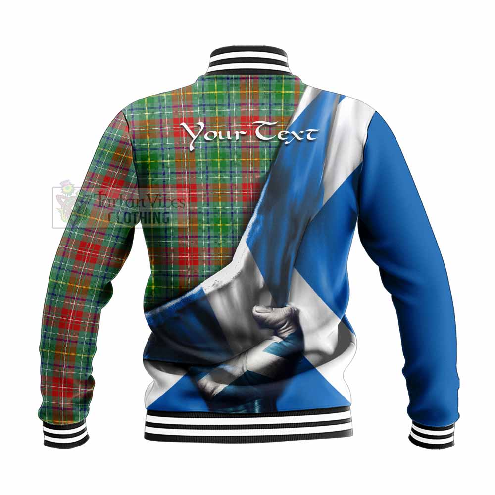 Tartan Vibes Clothing Muirhead Tartan Baseball Jacket with Family Crest Scotland Patriotic Style