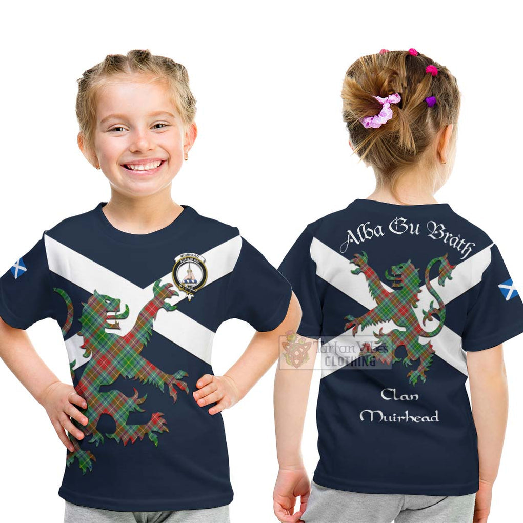 Tartan Vibes Clothing Muirhead Tartan Lion Rampant Kid T-Shirt – Proudly Display Your Heritage with Alba Gu Brath and Clan Name