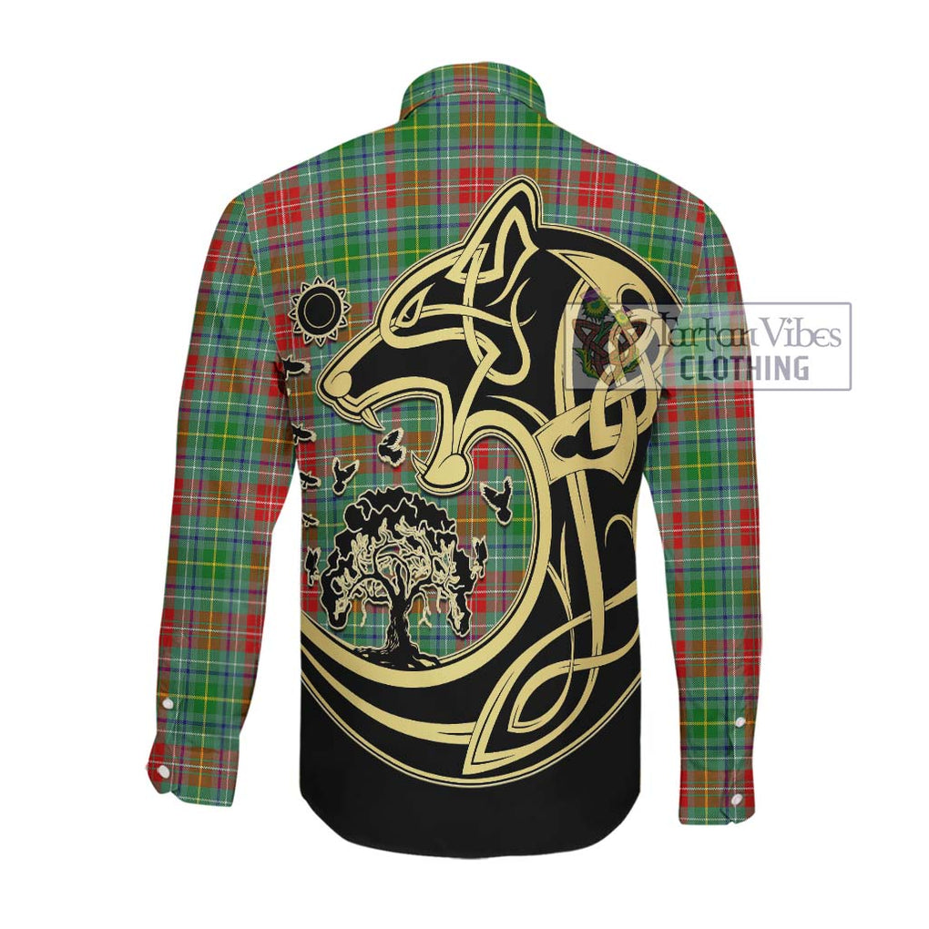 Muirhead Tartan Long Sleeve Button Shirt with Family Crest Celtic Wolf Style Men's Shirt - Tartan Vibes Clothing