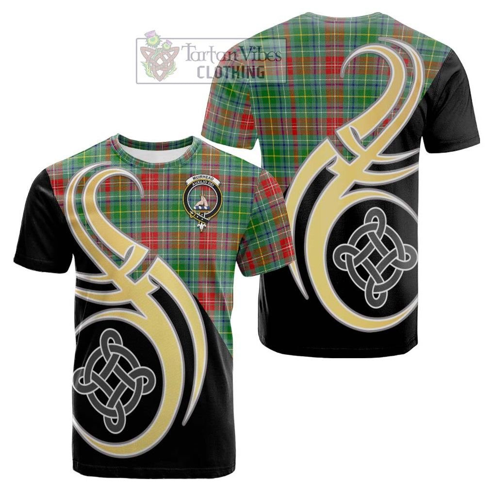 Tartan Vibes Clothing Muirhead Tartan Cotton T-shirt with Family Crest and Celtic Symbol Style