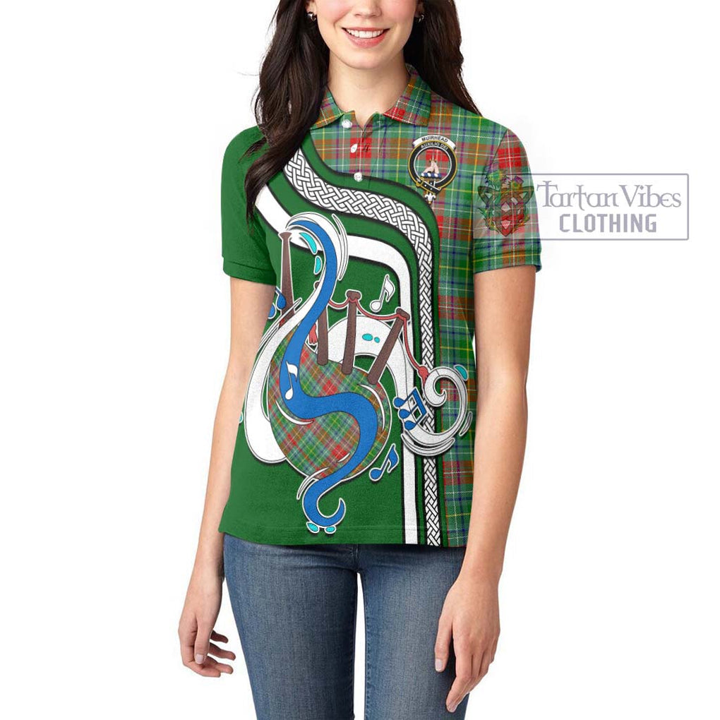 Muirhead Tartan Women's Polo Shirt with Epic Bagpipe Style - Tartanvibesclothing Shop