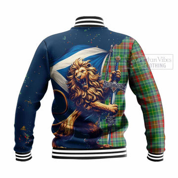 Muirhead Tartan Family Crest Baseball Jacket with Scottish Majestic Lion