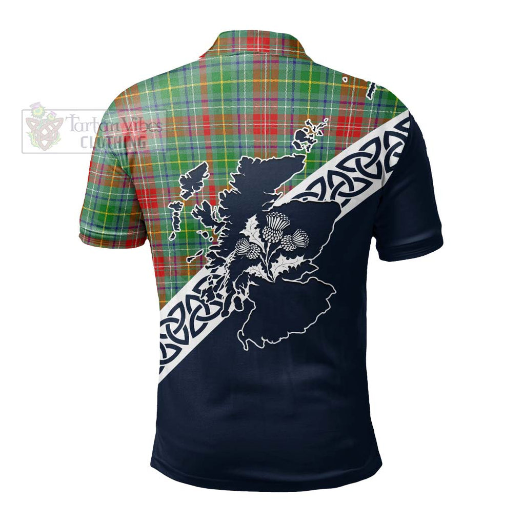 Muirhead Tartan Polo Shirt Featuring Thistle and Scotland Map