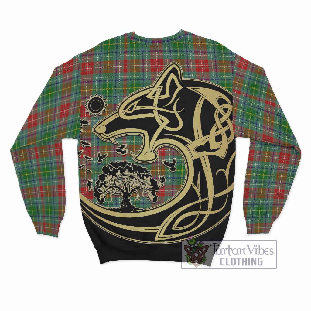 Tartan Vibes Clothing Muirhead Tartan Sweatshirt with Family Crest Celtic Wolf Style