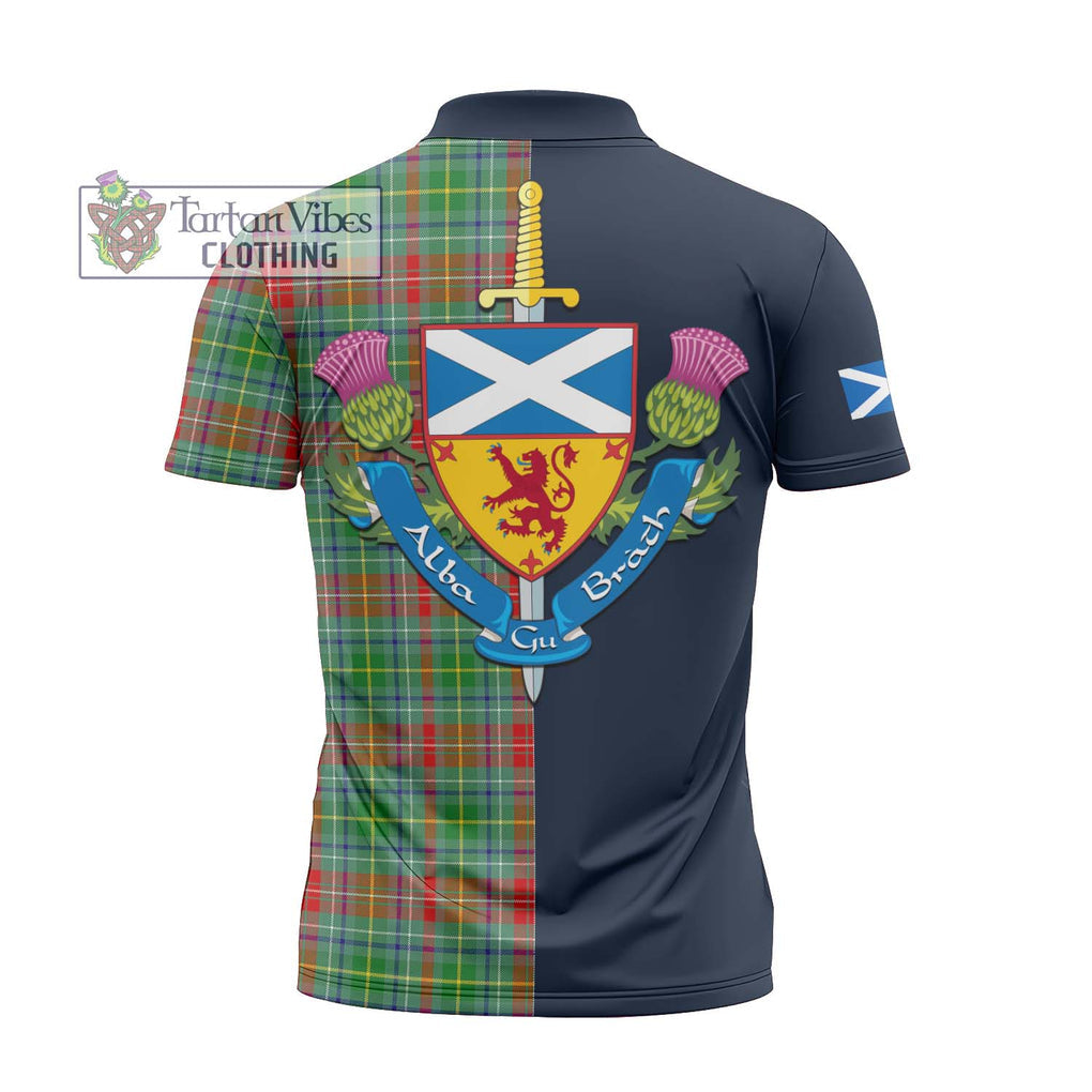 Tartan Vibes Clothing Muirhead Tartan Zipper Polo Shirt with Scottish Lion Royal Arm Half Style