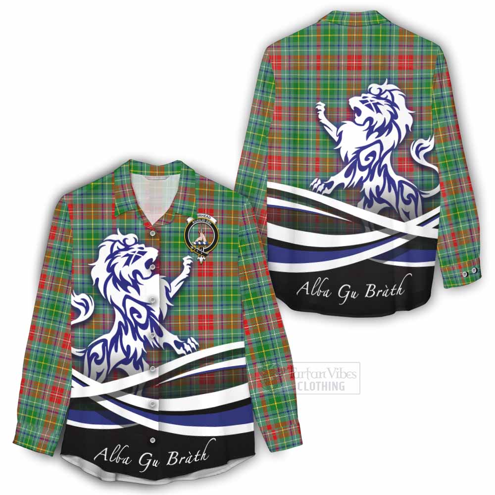 Tartan Vibes Clothing Muirhead Tartan Women's Casual Shirt with Alba Gu Brath Regal Lion Emblem