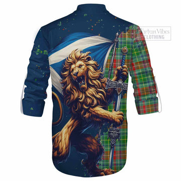 Muirhead Tartan Family Crest Ghillie Kilt Shirt with Scottish Majestic Lion