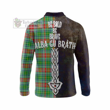 Muirhead Tartan Family Crest Long Sleeve Polo Shirt Alba Gu Brath Be Brave Lion Ancient Style - Tartan Vibes Clothing