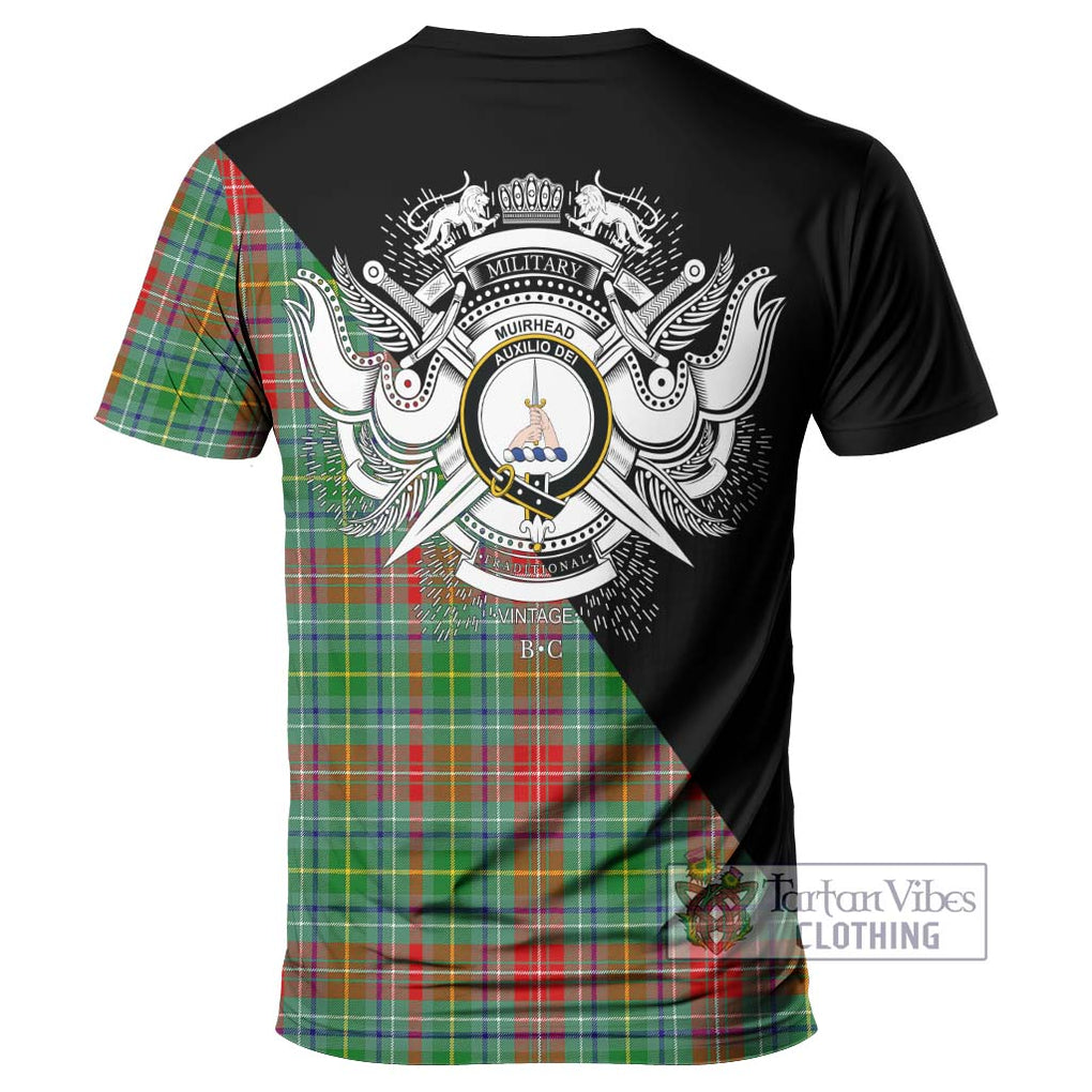 Muirhead Tartan T-Shirt with Family Crest and Military Logo Style - Tartanvibesclothing Shop