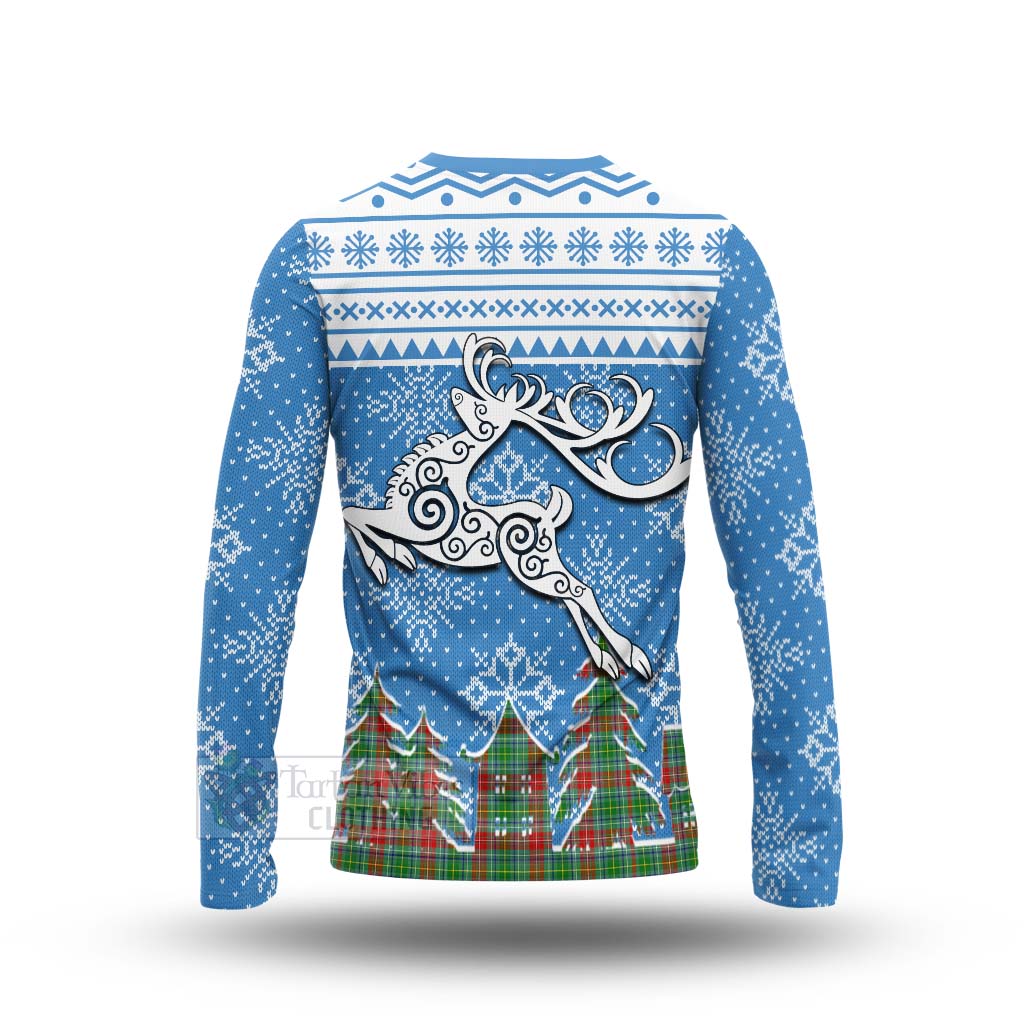 Tartan Vibes Clothing Muirhead Clan Christmas Long Sleeve T-Shirt Celtic Reindeer Style