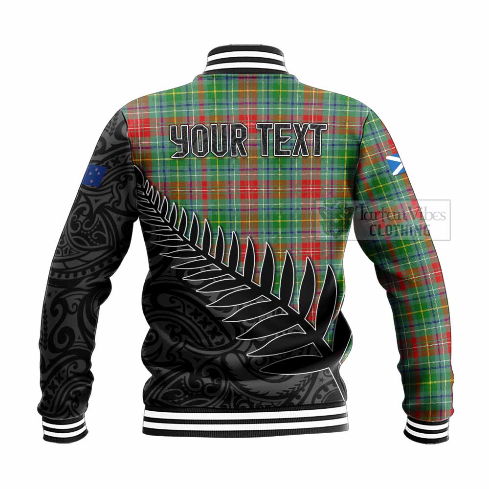 Tartan Vibes Clothing Muirhead Crest Tartan Baseball Jacket with New Zealand Silver Fern Half Style