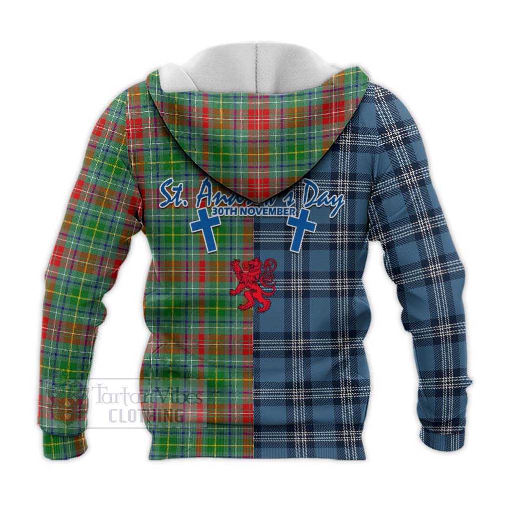 Tartan Vibes Clothing Muirhead Tartan Knitted Hoodie Happy St. Andrew's Day Half Tartan Style