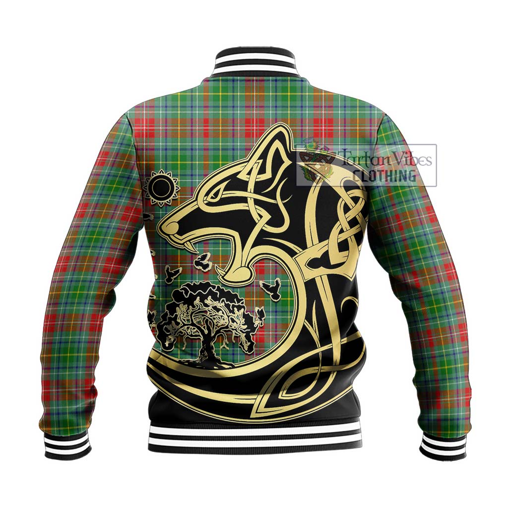 Tartan Vibes Clothing Muirhead Tartan Baseball Jacket with Family Crest Celtic Wolf Style