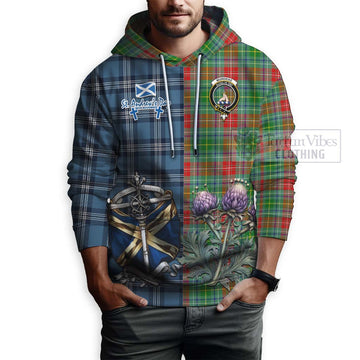 Muirhead Tartan Hoodie Happy St. Andrew's Day Half Tartan Style