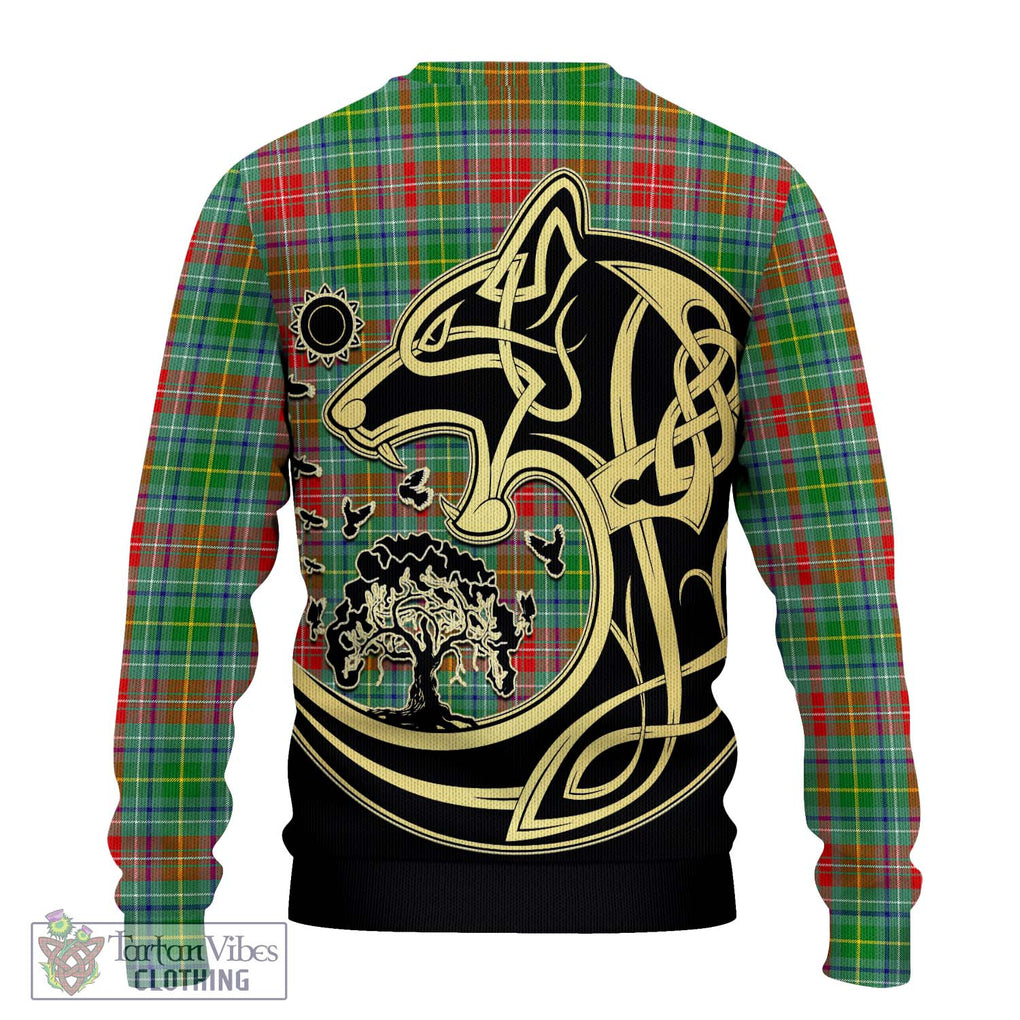 Muirhead Tartan Knitted Sweater with Family Crest Celtic Wolf Style - Tartan Vibes Clothing