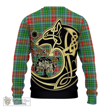 Muirhead Tartan Knitted Sweater with Family Crest Celtic Wolf Style