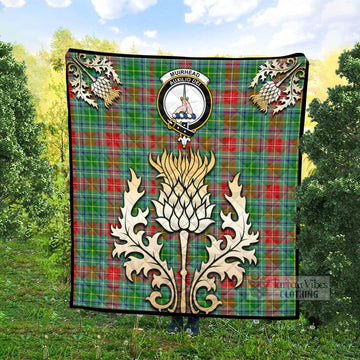 Muirhead Tartan Quilt with Family Crest and Golden Thistle Style