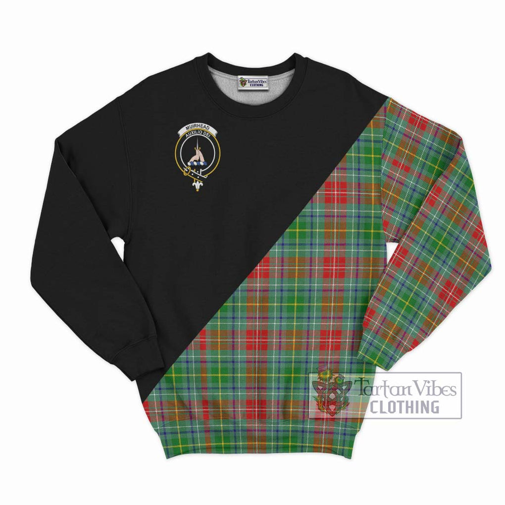 Muirhead Tartan Sweatshirt with Family Crest and Military Logo Style - Tartanvibesclothing Shop