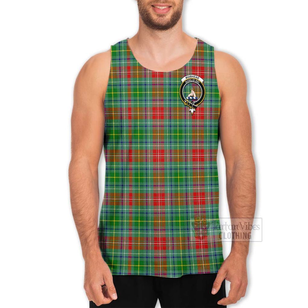 Tartan Vibes Clothing Muirhead Tartan Men's Tank Top with Family Crest and Bearded Skull Holding Bottles of Whiskey