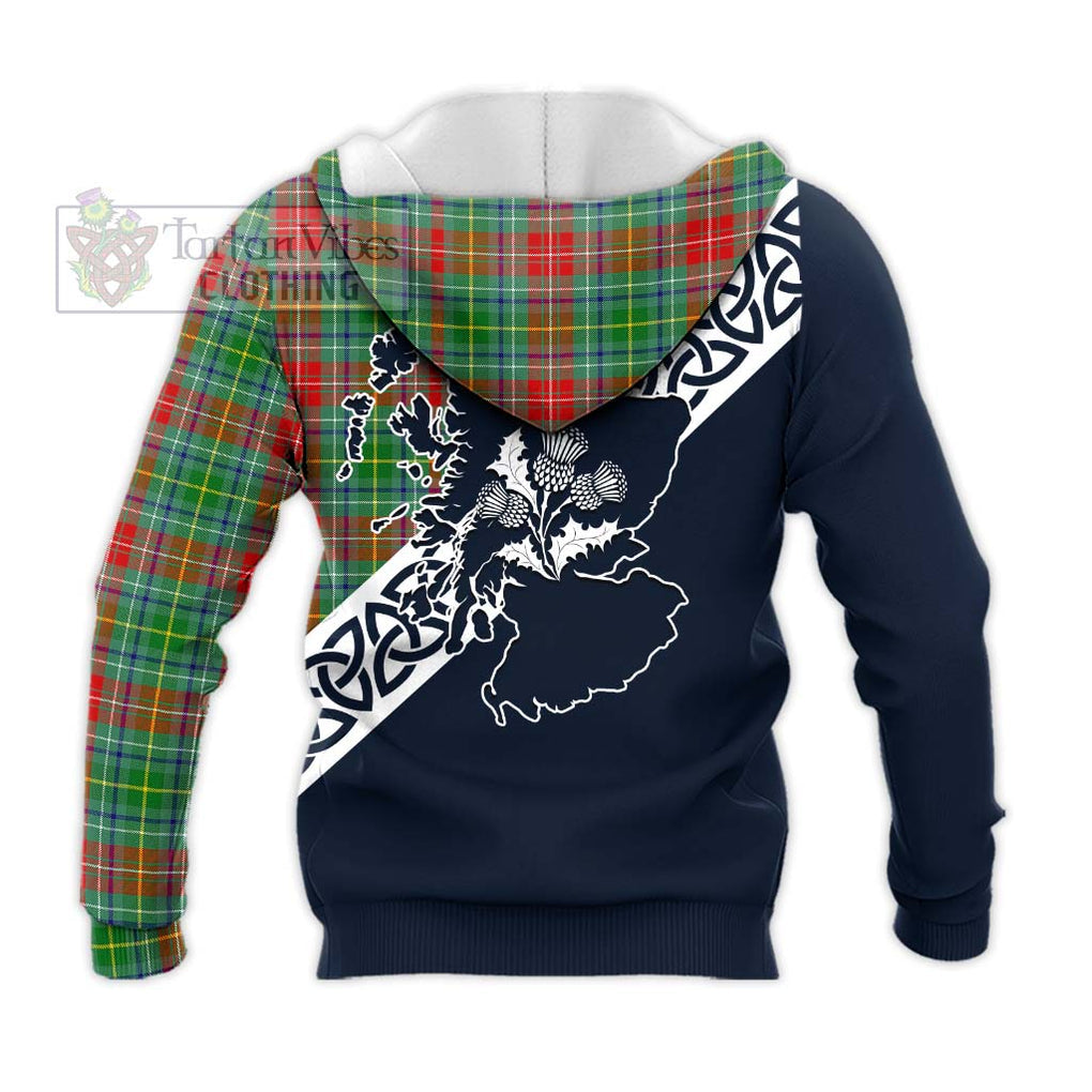 Tartan Vibes Clothing Muirhead Tartan Knitted Hoodie Featuring Thistle and Scotland Map