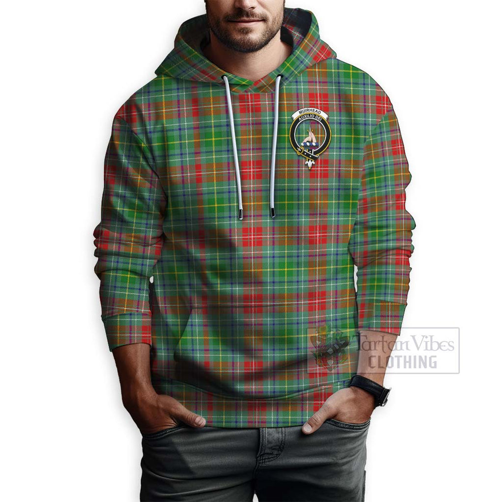 Tartan Vibes Clothing Muirhead Tartan Hoodie with Family Crest and Bearded Skull Holding Bottles of Whiskey