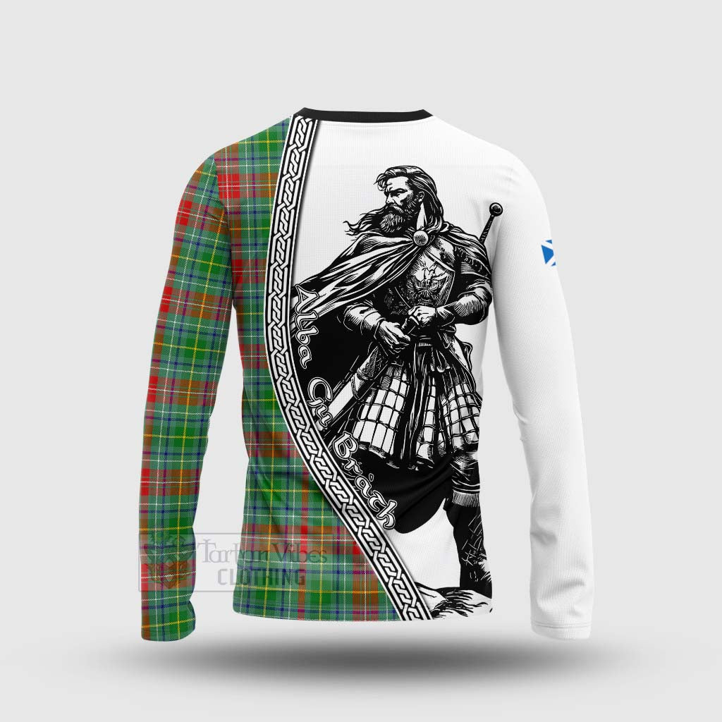 Tartan Vibes Clothing Muirhead Tartan Clan Crest Long Sleeve T-Shirt with Highlander Warrior Celtic Style