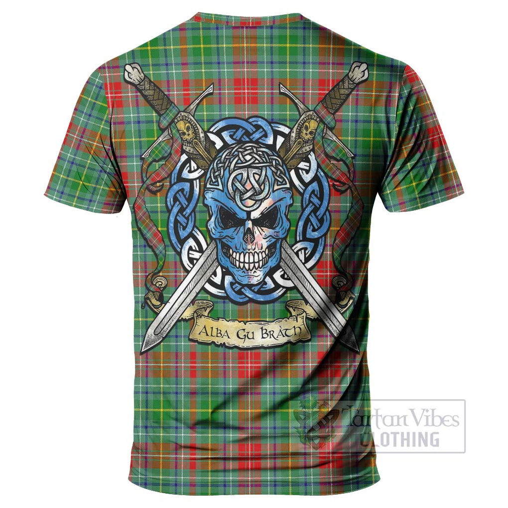 Tartan Vibes Clothing Muirhead Tartan T-Shirt with Family Crest Celtic Skull Style