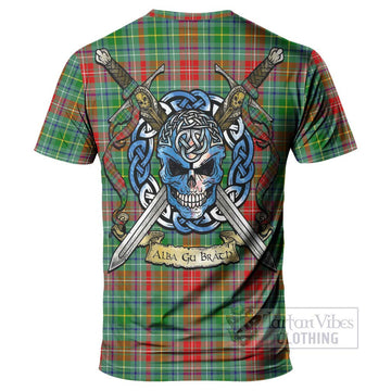 Muirhead Tartan T-Shirt with Family Crest Celtic Skull Style