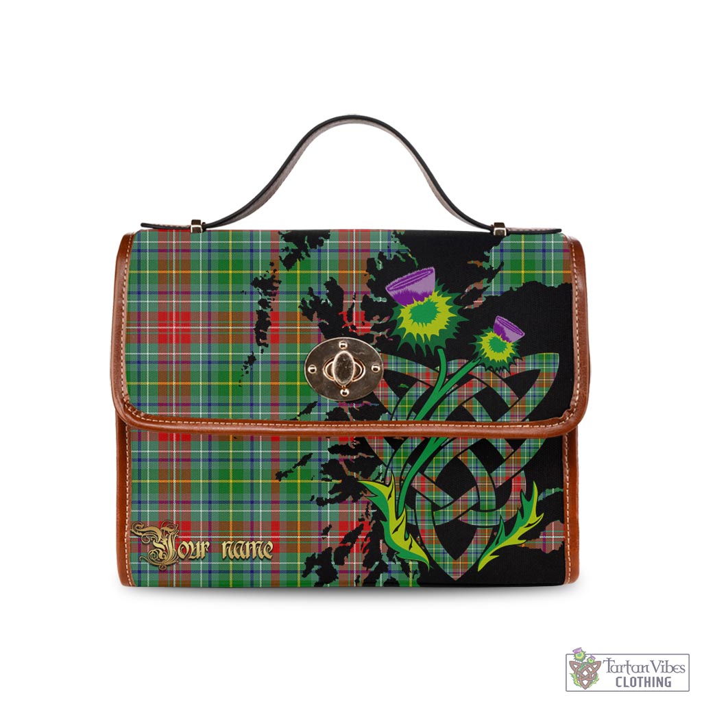 Tartan Vibes Clothing Muirhead Tartan Waterproof Canvas Bag with Scotland Map and Thistle Celtic Accents