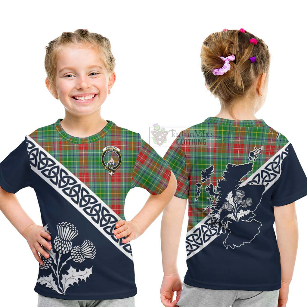 Tartan Vibes Clothing Muirhead Tartan Kid T-Shirt Featuring Thistle and Scotland Map