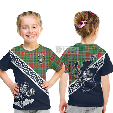 Muirhead Tartan Kid T-Shirt Featuring Thistle and Scotland Map