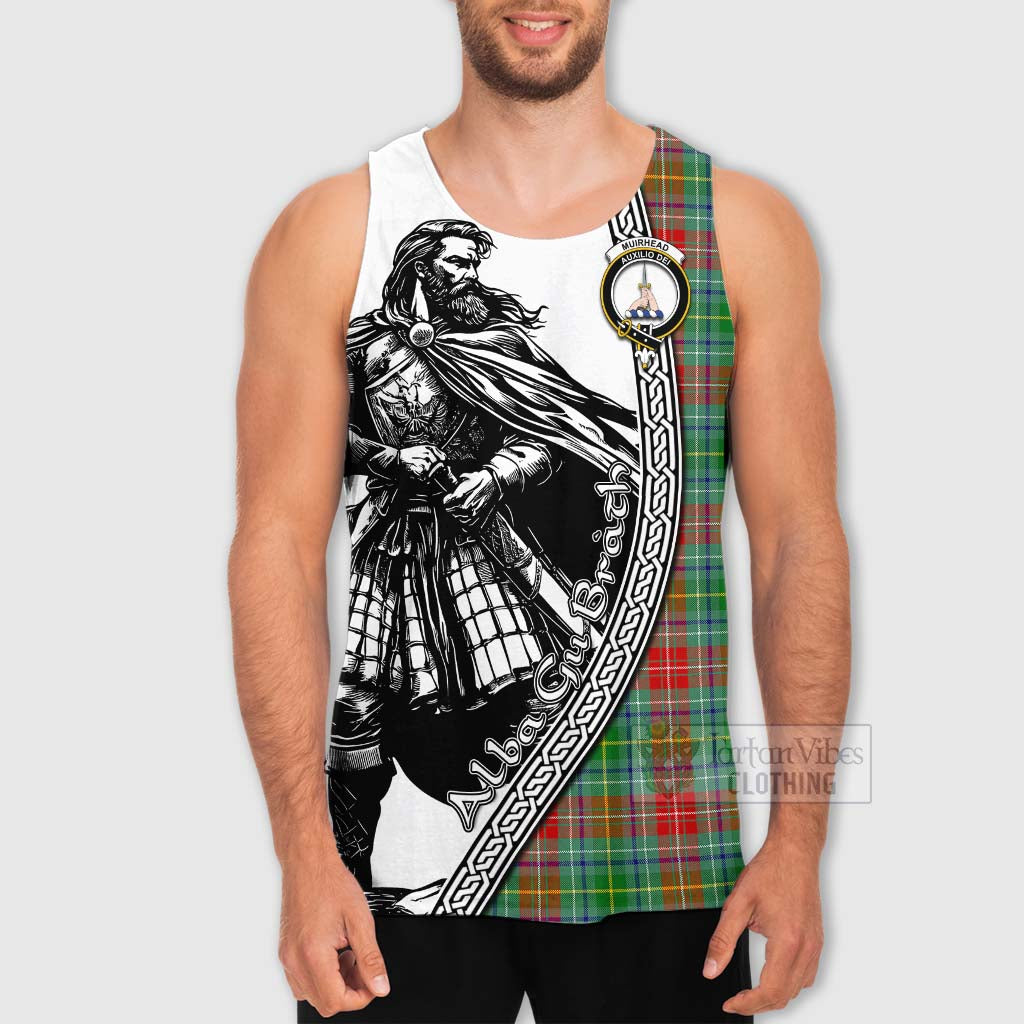 Tartan Vibes Clothing Muirhead Tartan Clan Crest Men's Tank Top with Highlander Warrior Celtic Style