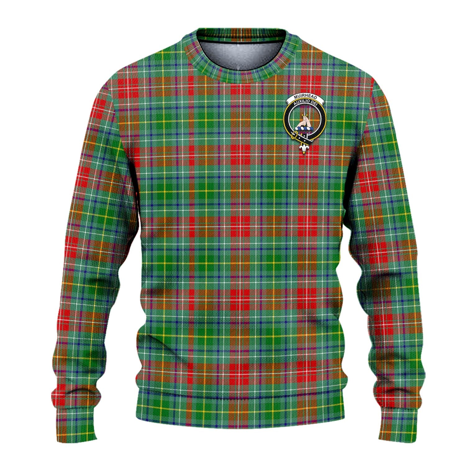 Muirhead Tartan Knitted Sweater with Family Crest - Tartanvibesclothing