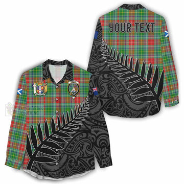 Muirhead Crest Tartan Women's Casual Shirt with New Zealand Silver Fern Half Style