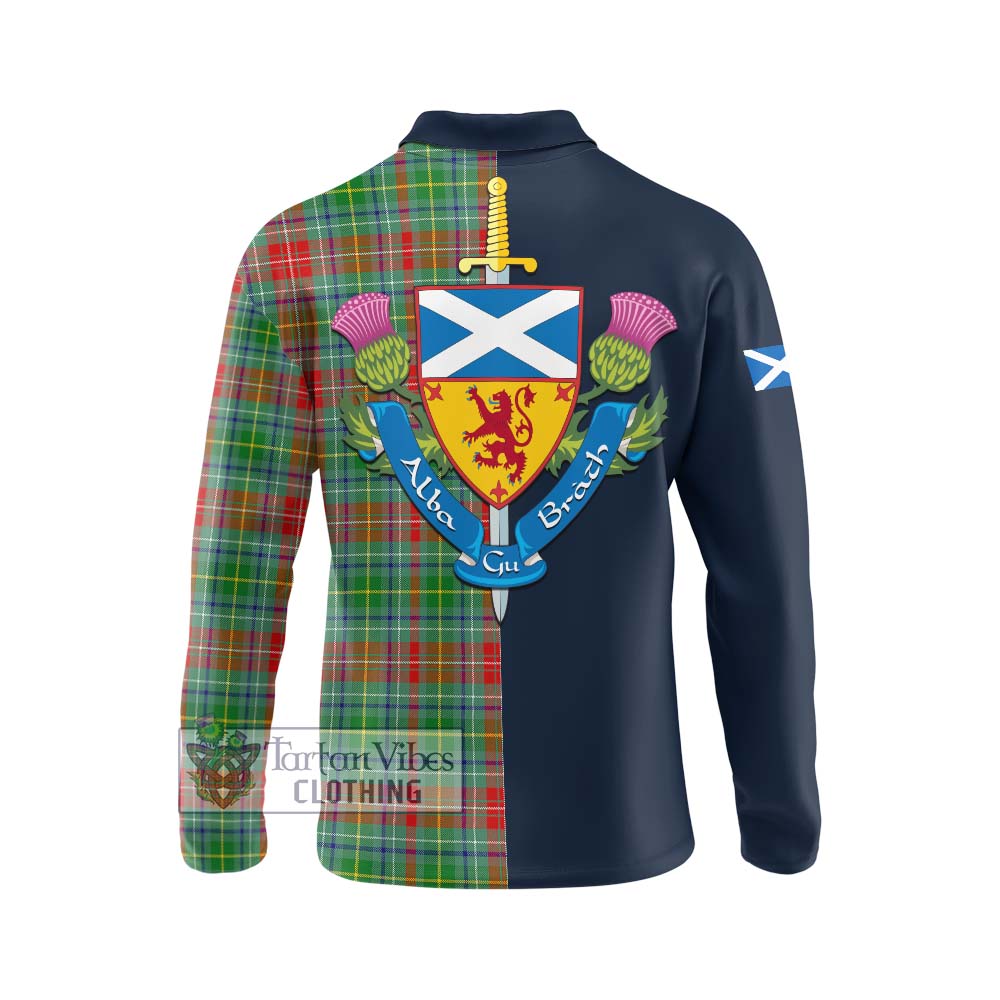 Tartan Vibes Clothing Muirhead Tartan Long Sleeve Polo Shirt with Scottish Lion Royal Arm Half Style