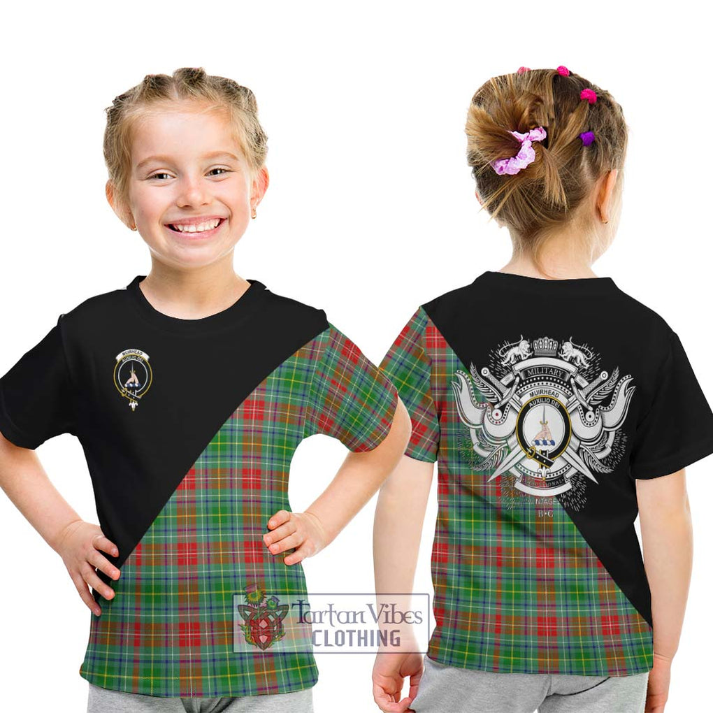 Muirhead Tartan Kid T-Shirt with Family Crest and Military Logo Style - Tartanvibesclothing Shop