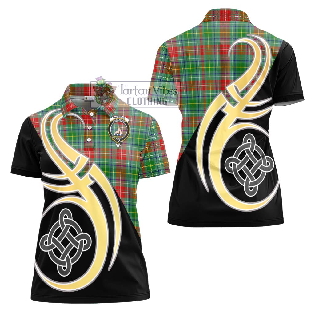 Muirhead Tartan Women's Polo Shirt with Family Crest and Celtic Symbol Style - Tartan Vibes Clothing