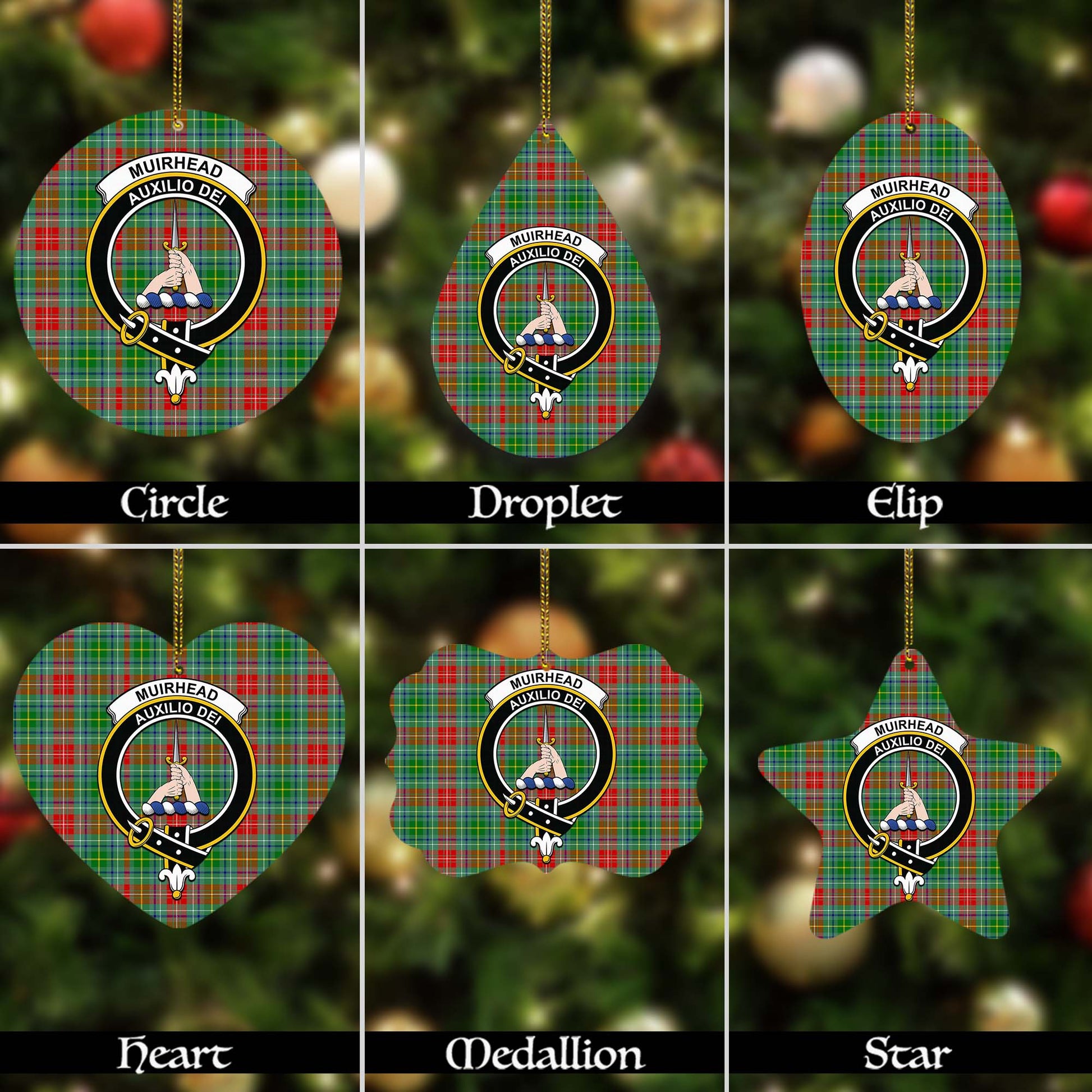 Muirhead Tartan Christmas Ornaments with Family Crest - Tartanvibesclothing